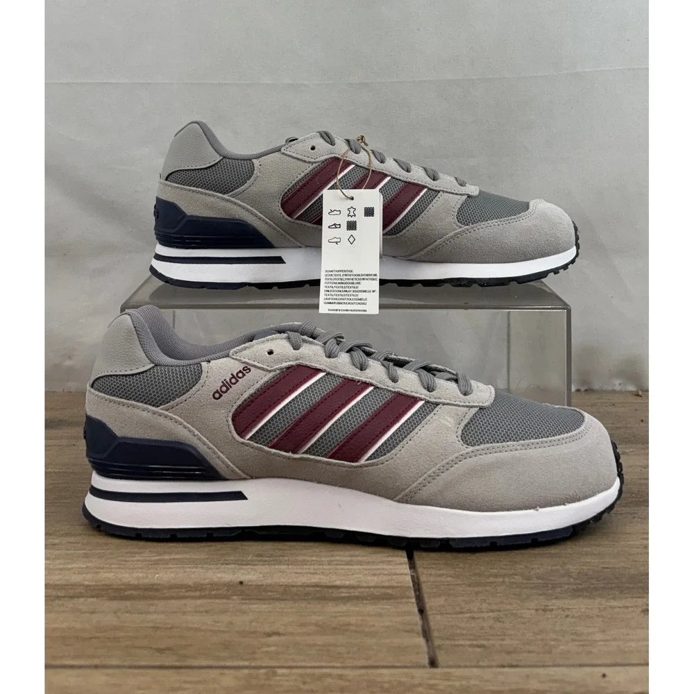 Adidas Men's Sneakers‎ Grey Burgundy White Size 11.5 Running Casual Shoes